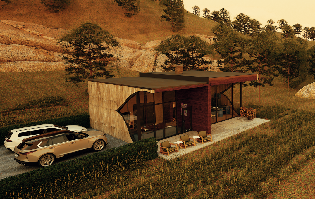 Photorealistic render of industrial facility